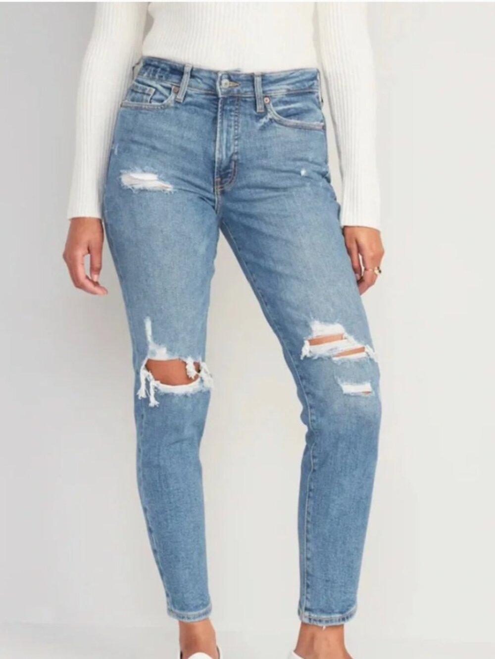 Old Navy Women's High Rise O.G. Straight Leg Ripped Jeans